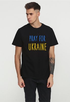 Футболка чоловіча чорна з принтом "Pray for Ukraine" 170201PB_Pray for Ukraine_3XL фото