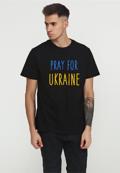 Футболка мужская черная с принтом "Pray for Ukraine" 170201PB_Pray for Ukraine_3XL фото