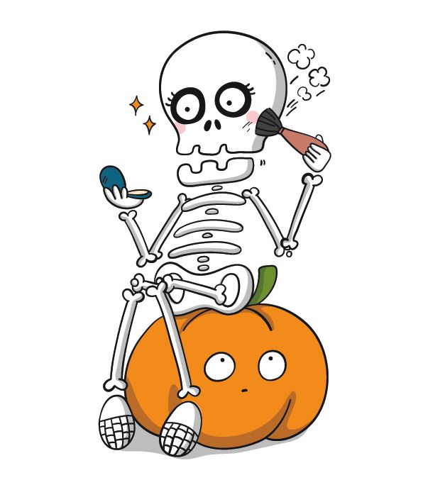 Футболка женская черная с принтом "Скелет на тыкве" 160404PB_Skeleton on a pumpkin_XS фото