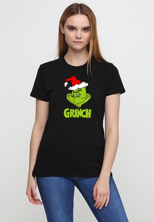 Футболка женская черная с принтом "Гринч" 160404PB_Grinch_XS фото