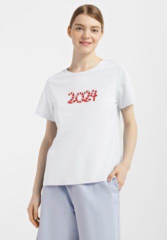 Футболка жіноча новорічна біла з принтом "2024" 201002PW_2024 фото