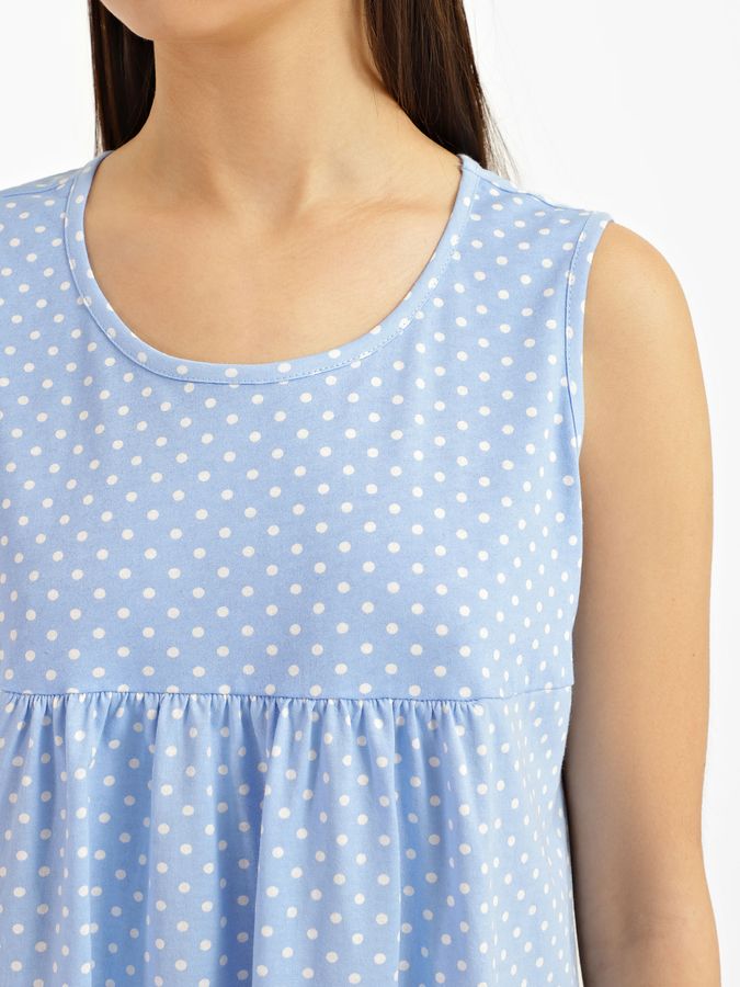 Ночная рубашка женская без рукавов голубая 210223 фото
