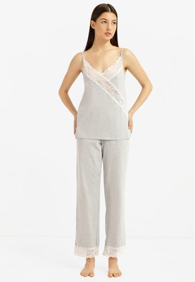 Пижамный комплект женский: майка и штаны серый меланж 211059 фото