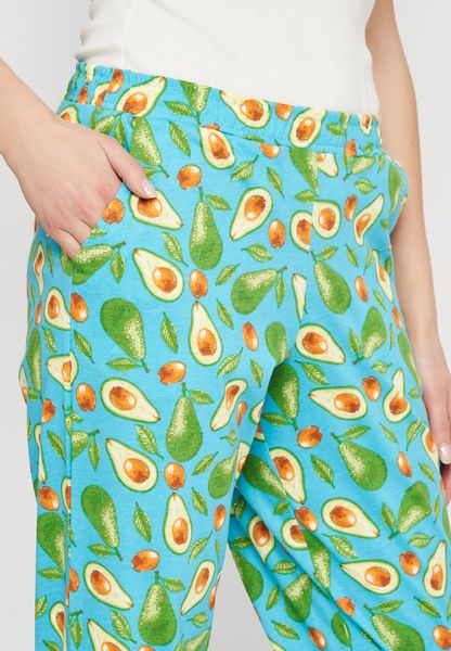 Штани для жінок домашні блакитні з авокадо 210536 фото
