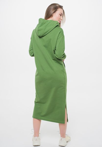 Сукня жіноча довга з довгим рукавом та капюшоном оливкова 210502 фото