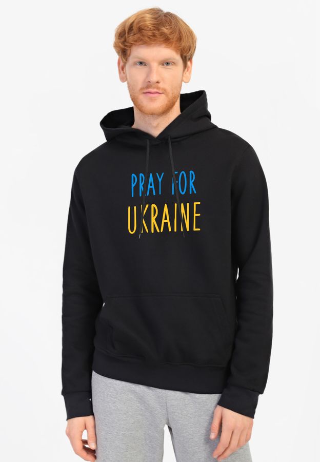 Худи мужское черное с принтом "Pray for Ukraine" 1707061PB_Pray for Ukraine фото