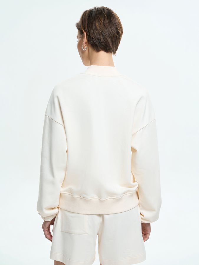 Костюм женский бомбер и шорты светло-бежевого цвета 240609_250735_beige фото