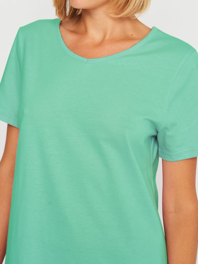 Женская ночная рубашка с коротким рукавом ментоловая 230423 фото