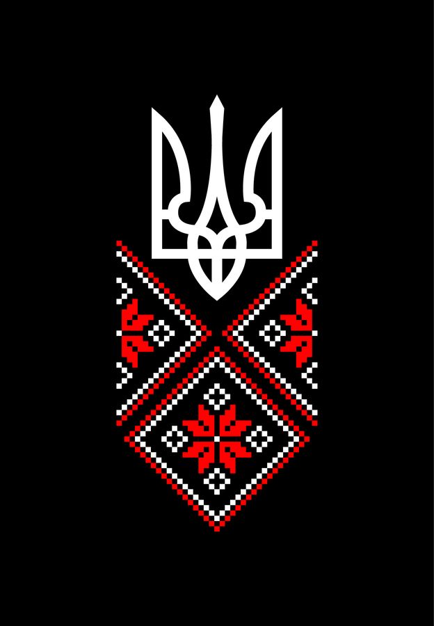 Футболка чоловіча чорна з принтом "Герб та орнамент (центр)" 170201PB_Emblem & ornament (center) фото