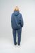 Костюм спортивный женский утепленный худи и штаны-джоггеры серо-голубого цвета 230406 фото 3