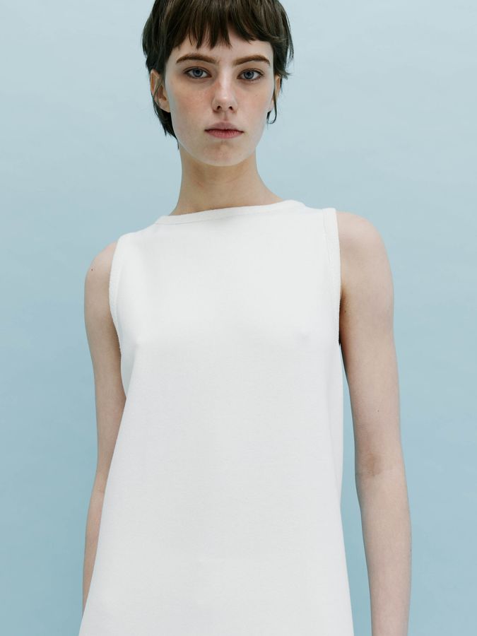 Платье женское длинное двухстороннее молочного цвета 230710 фото