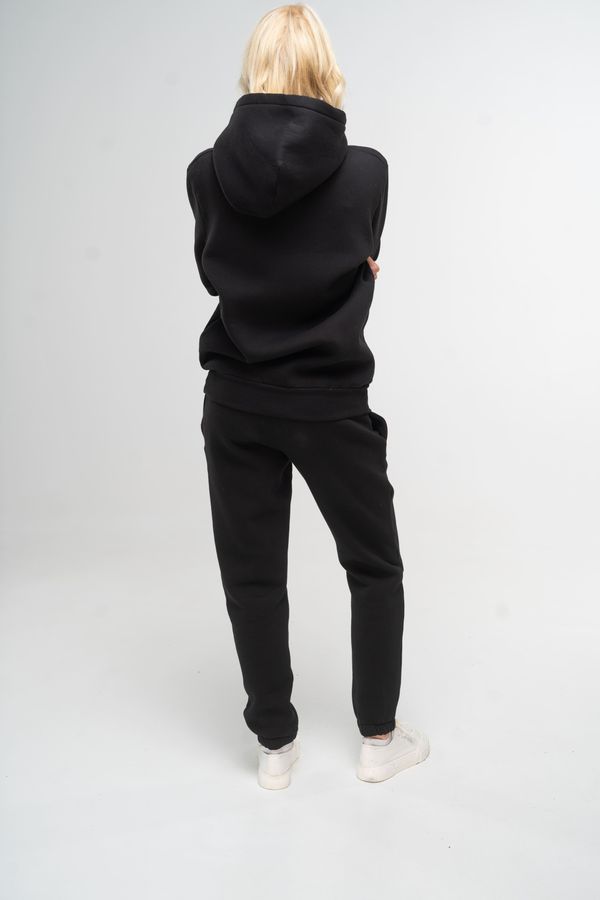 Костюм жіночий утеплений чорний худі та штани 111008_black фото