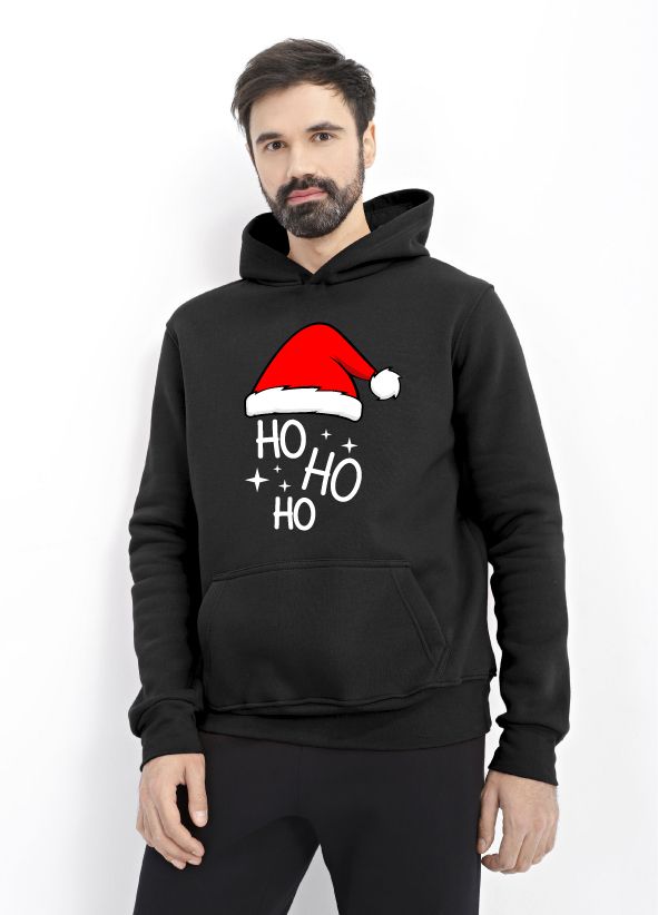 Худі чоловіче чорне з принтом "Ho-ho-ho" 1707061PB_Ho-ho-ho фото