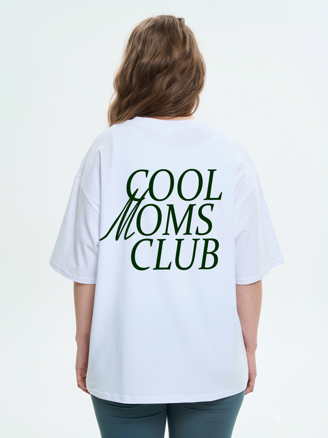 Футболка-оверсайз жіноча біла з принтом "Cool Moms" 231105_White_Mother's Day фото