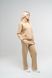 Костюм женский утепленный худи и прямые штаны бежевого цвета 230712 фото 3