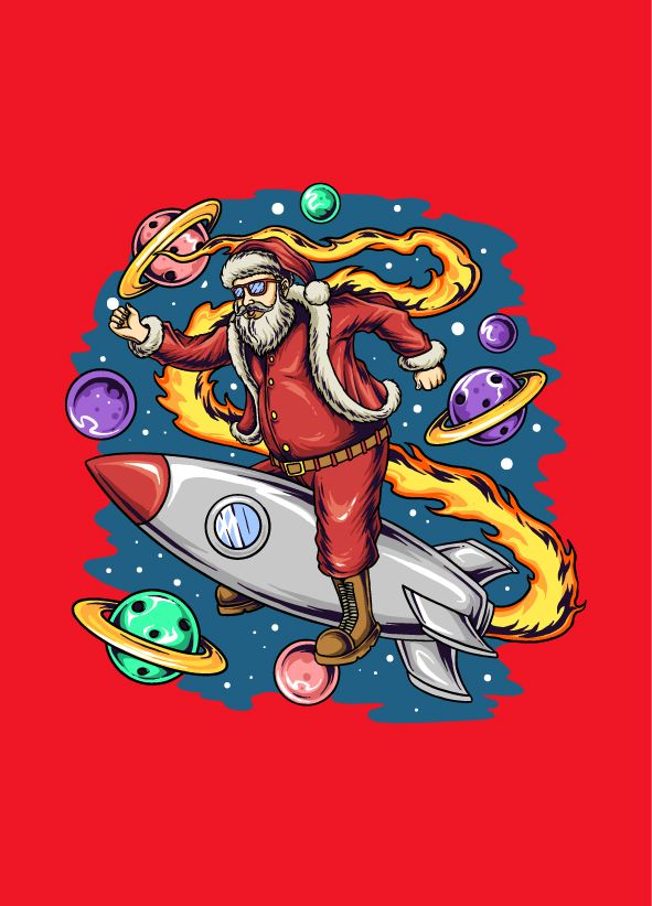Худі чоловіче червоне з принтом "Санта у космосі" 1707061PR_Cosmic Santa_3XL фото