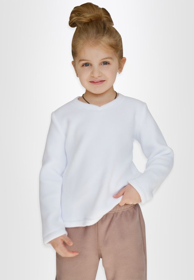 Комплект для девочек флисовий белый с коричневым 210810 фото