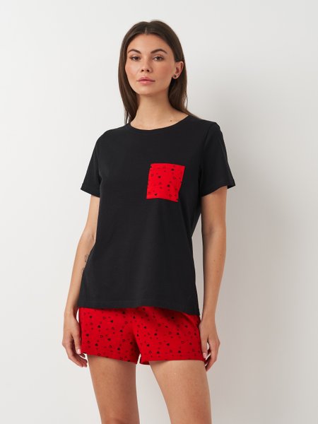 Пижамный комплект женский футболка и шорты 240224 фото