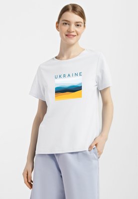 Футболка женская белая с принтом "Цвета Украины" 201002PW_Colors of Ukraine_2XL фото