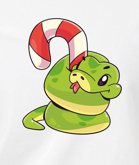 Футболка жіноча біла з принтом "Змія з цукеркою" 201002PW_snake with candy фото