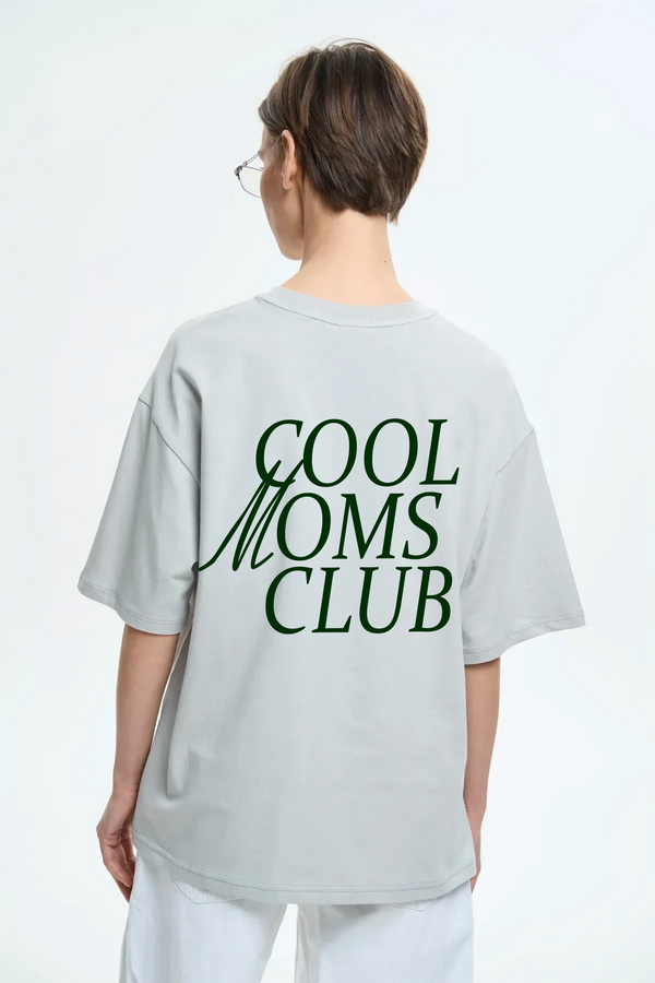 Футболка-оверсайз жіноча світло-сіра з принтом "Cool Moms" 231105_Grey_Mother's Day фото