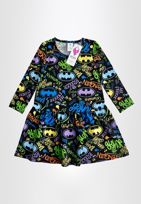 Сукня для дівчат чорна з принтом "Бетмен" 200501 фото