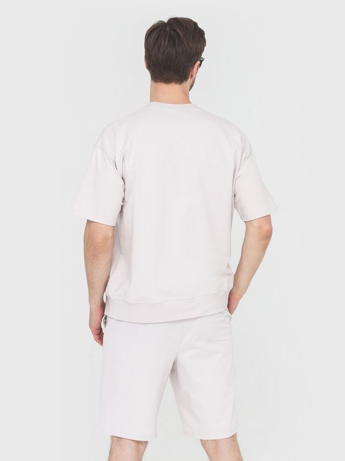 Комплект для мужчин футболка и шорты бежевый 220912 фото