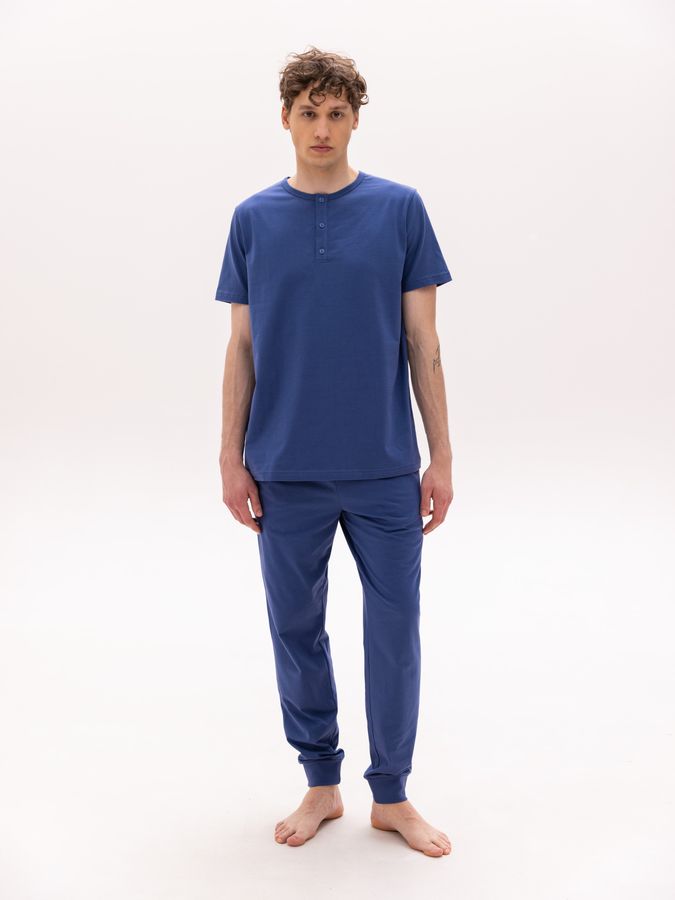 Комплект домашній для чоловіків синій футболка та штани 230941 фото