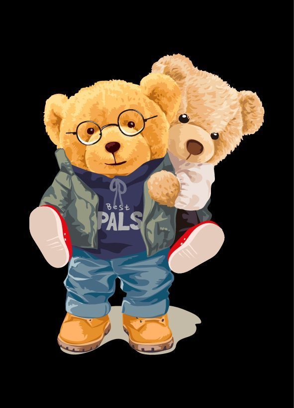 Парные футболки для влюбленных "Teddy bears" в черном цвете 222PB_Teddy bears_WxsMm фото