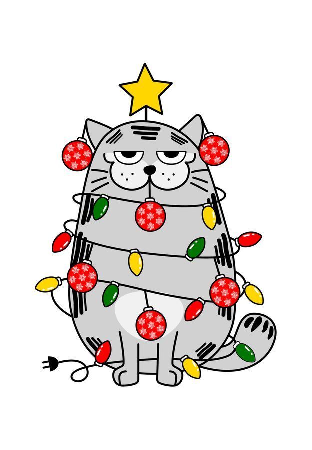 Футболка чоловіча біла з принтом "Кіт з гірляндою" 170201PW_Cat with Christnas lights_2XL фото