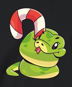 Футболка жіноча чорна з принтом "Змія з цукеркою" 160404PB_snake with candy фото