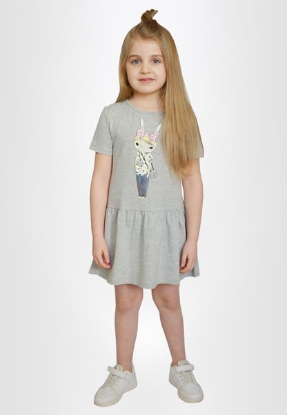 Сукня для дівчат сірий меланж з зайчиком 210122 фото