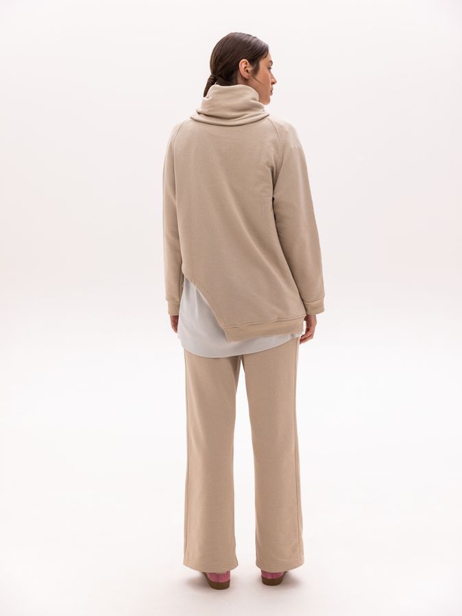 Костюм жіночий асиметричний з прямими штанами бежевий 111201_beige фото