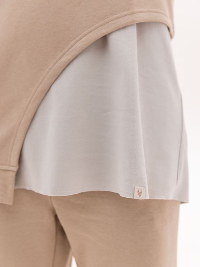 Костюм жіночий асиметричний з прямими штанами бежевий 111201_beige фото