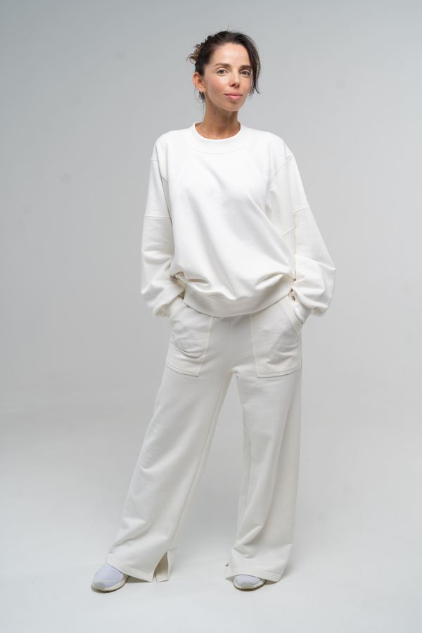 Костюм женский свитшот и штаны молочный 111006_milky фото