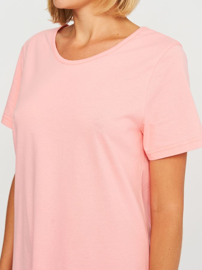 Женская ночная рубашка с коротким рукавом коралловая 230423 фото