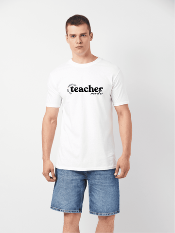 Футболка чоловіча біла з принтом "Teacher mode" 170201PW_Teacher_mode фото