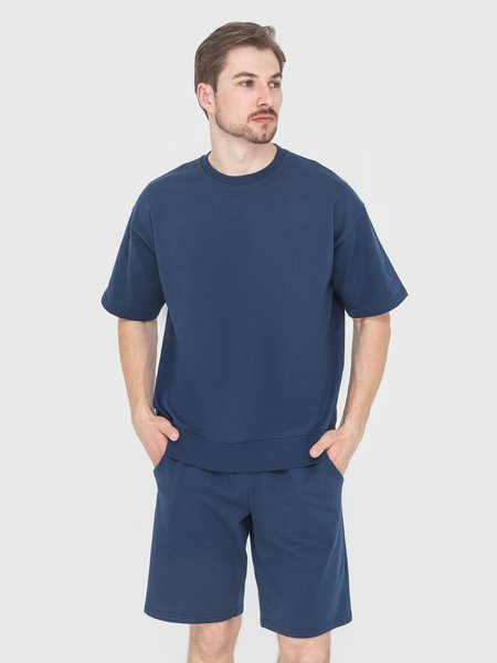 Комплект для чоловіків футболка та шорти синій 220912 фото