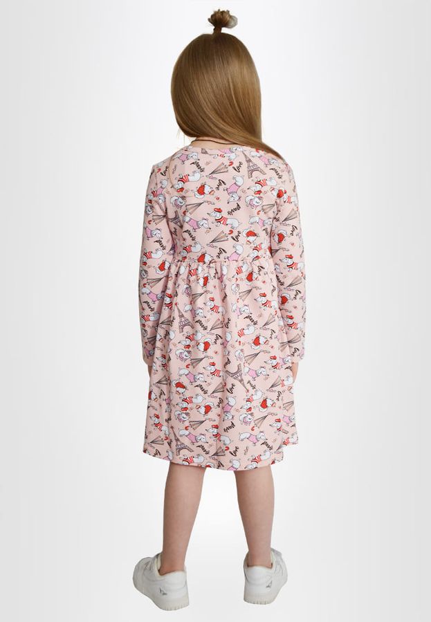 Сукня для дівчат пудрова з малюнком 221203 фото