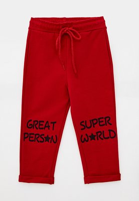 Штани для хлопців червоні з написом на колінах 210128 фото