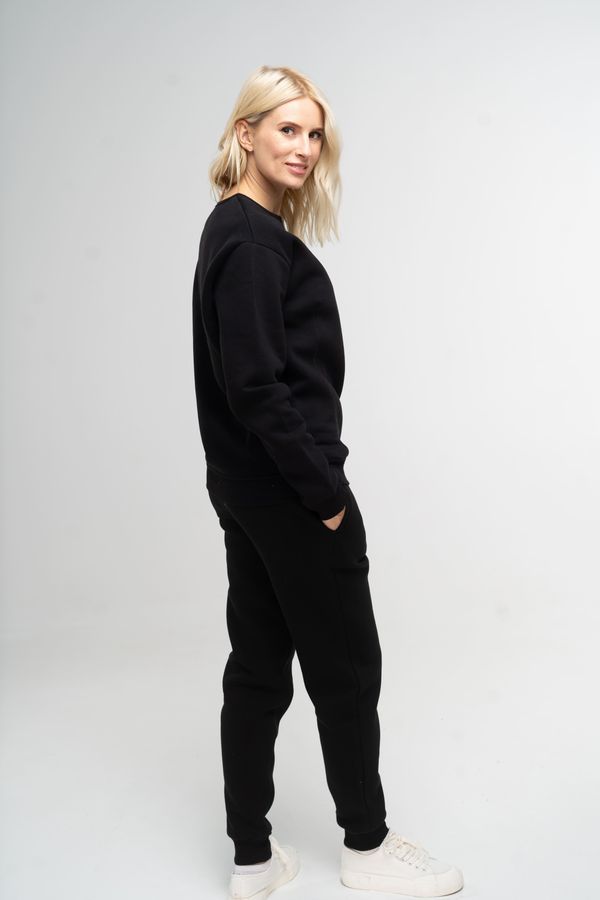 Костюм женский утепленный черный свитшот и штаны 111007_black фото