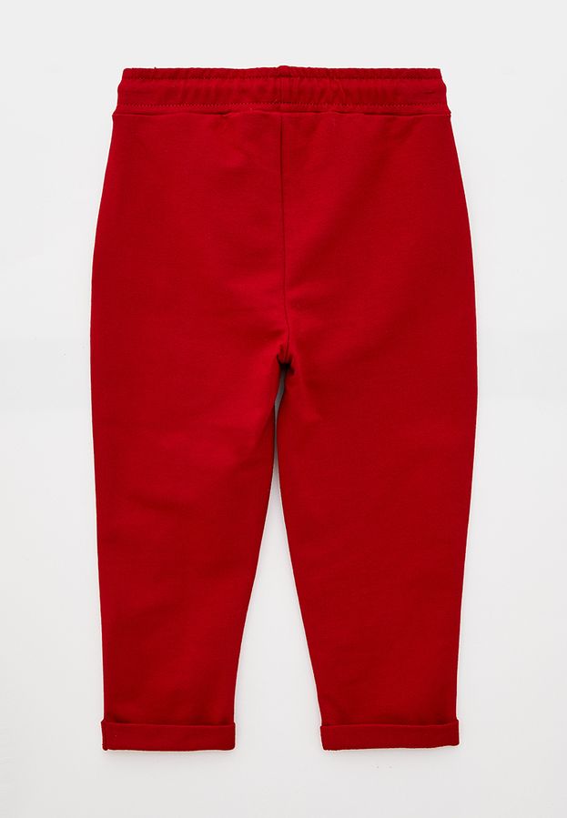 Штани для хлопців червоні з написом на колінах 210128 фото