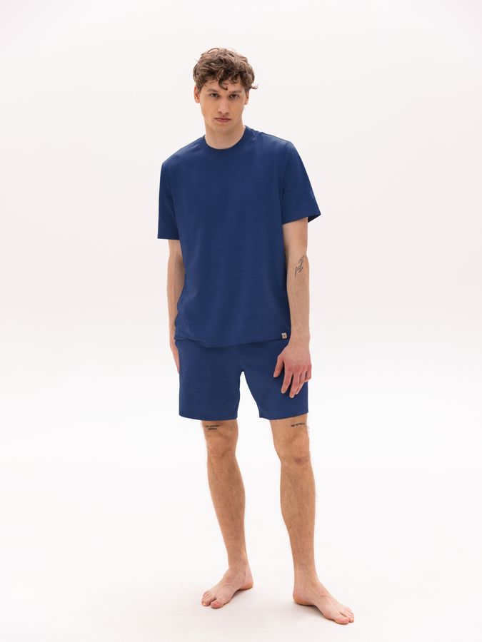 Пижама мужская синяя футболка и шорты 230942 фото