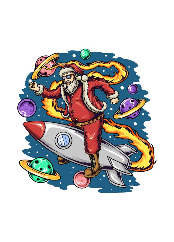 Худі чоловіче біле з принтом "Санта у космосі" 1707061PW_Cosmic Santa_3XL фото
