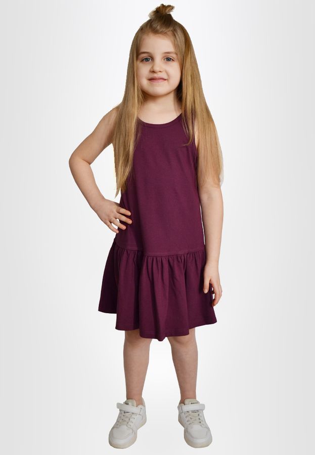 Платье для девочек однотонное баклажановое 2004381 фото