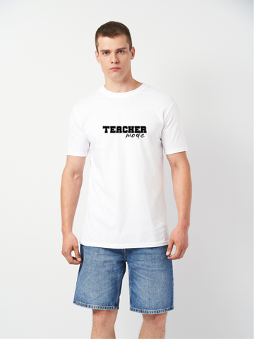 Футболка чоловіча біла з принтом "Teacher mode" 170201PW_Teacher mode 2 фото