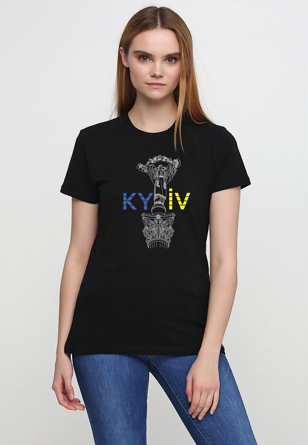 Футболка женская черная с принтом "Киев" 160404PB_Kyiv_XL фото