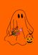 Свитшот женский утепленный оранжевый с принтом "Привидение с цветами" 230411P_mango_Ghost with flower фото 2