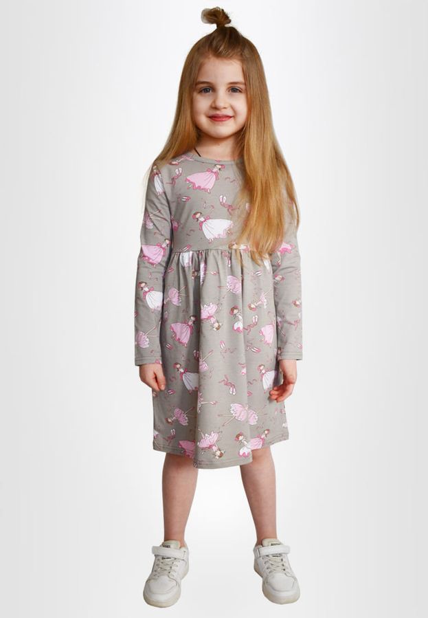 Платье для девочек серое с рисунком 221203 фото