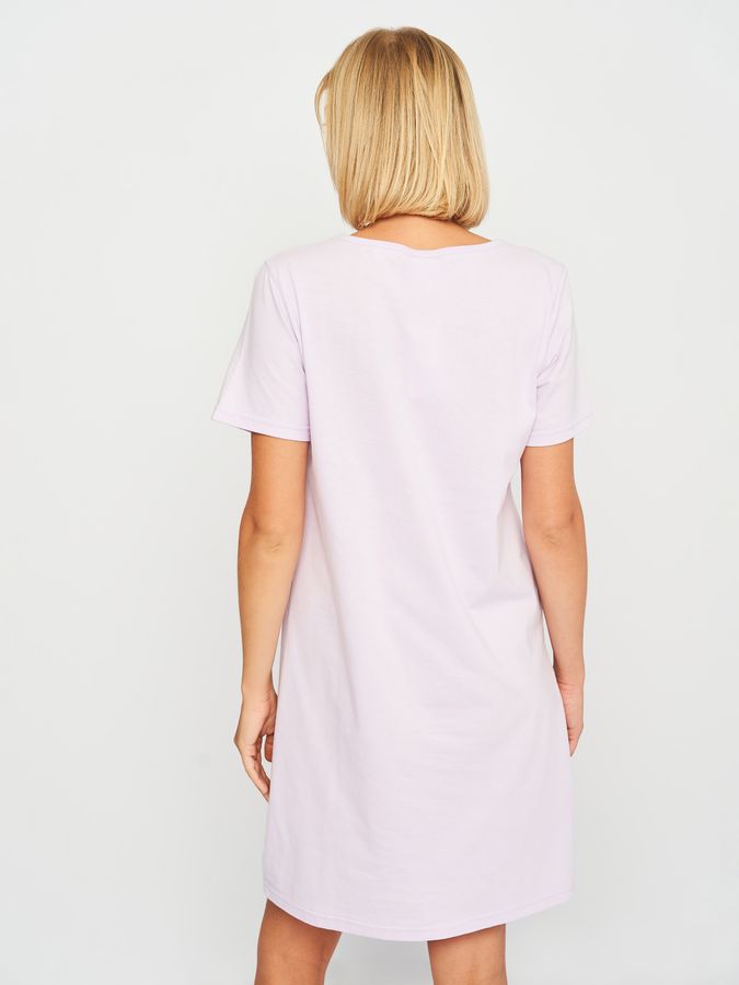 Женская ночная рубашка с коротким рукавом лавандовая 230423 фото